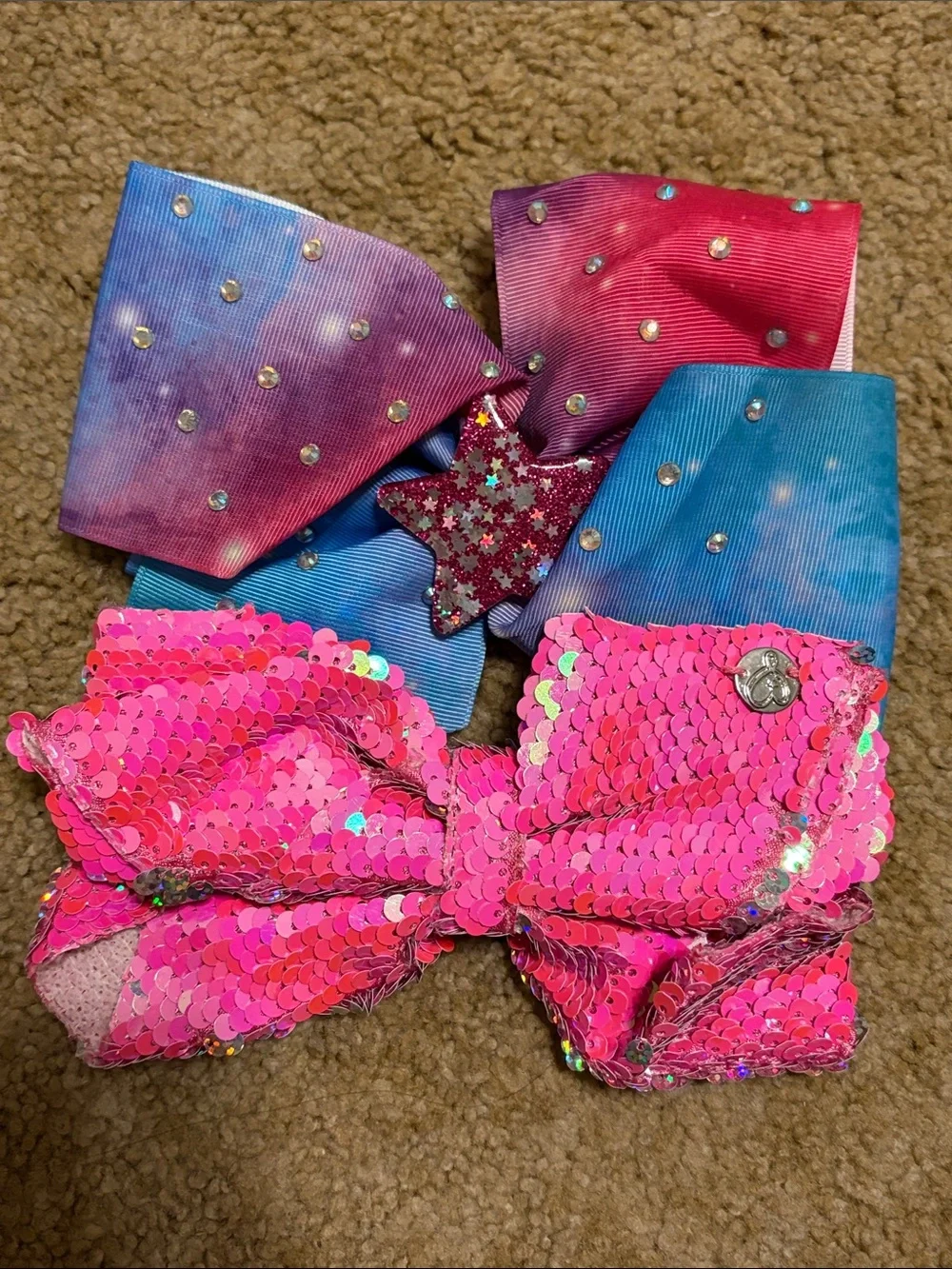 Set of 7 Jojo Bows-Multicolor Sequin & Pattern Hair Bows - Pack of Assorted Styl